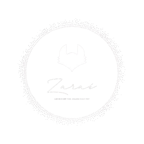 logo Logo featuring the name "Zarae" with a stylised icon and decorative elements.